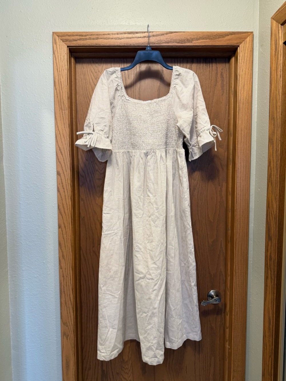 Neuflora Cream Maxi Dress with Smocked Bodice